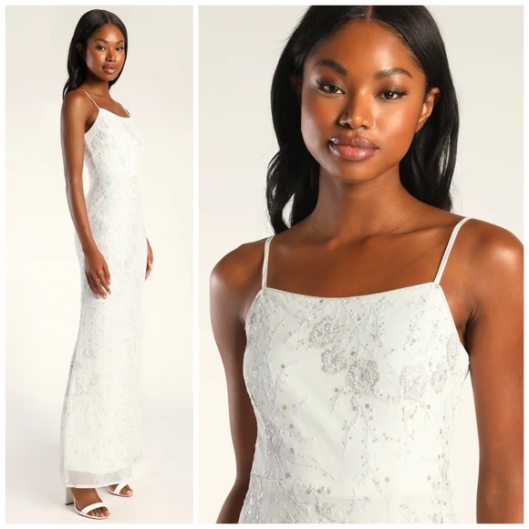 Lulus Everlasting Admiration White Sequin Sleeveless Maxi Dress - Picture 2 of 6